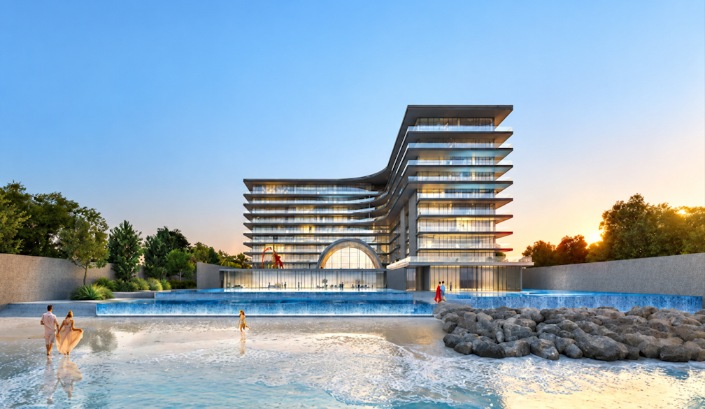 Sunset Serenity at a Modern Beachfront Resort