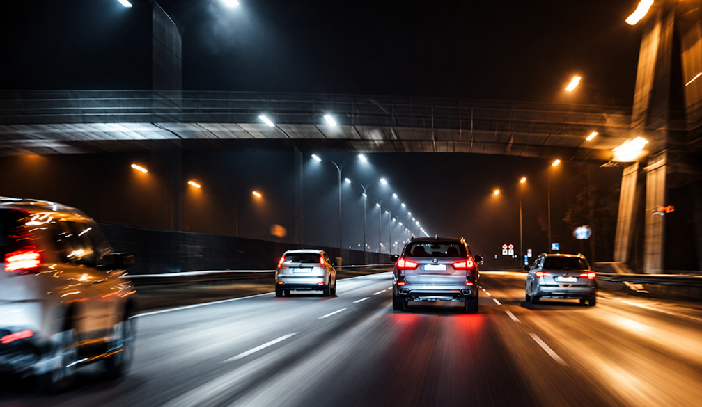 Night Drive Beneath the Overpass