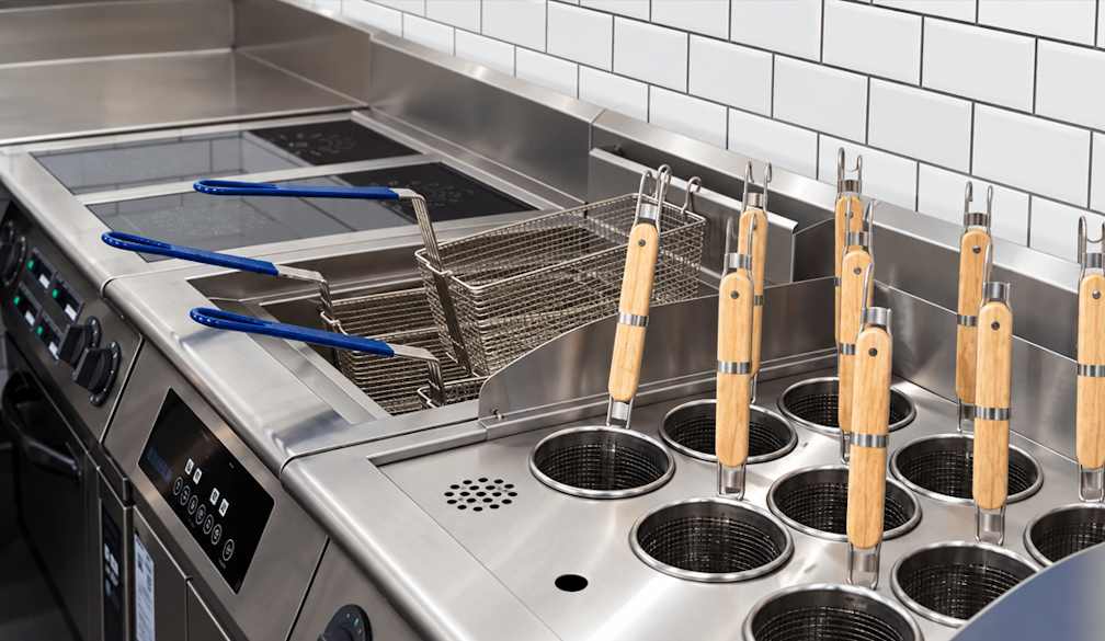 Stainless Steel Noodle Station Close-Up