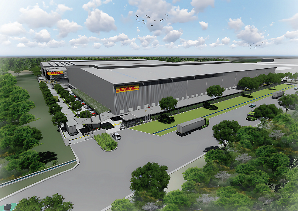 Rendering of DHL Maheswara Green Logistics facility in West Java, Indonesia