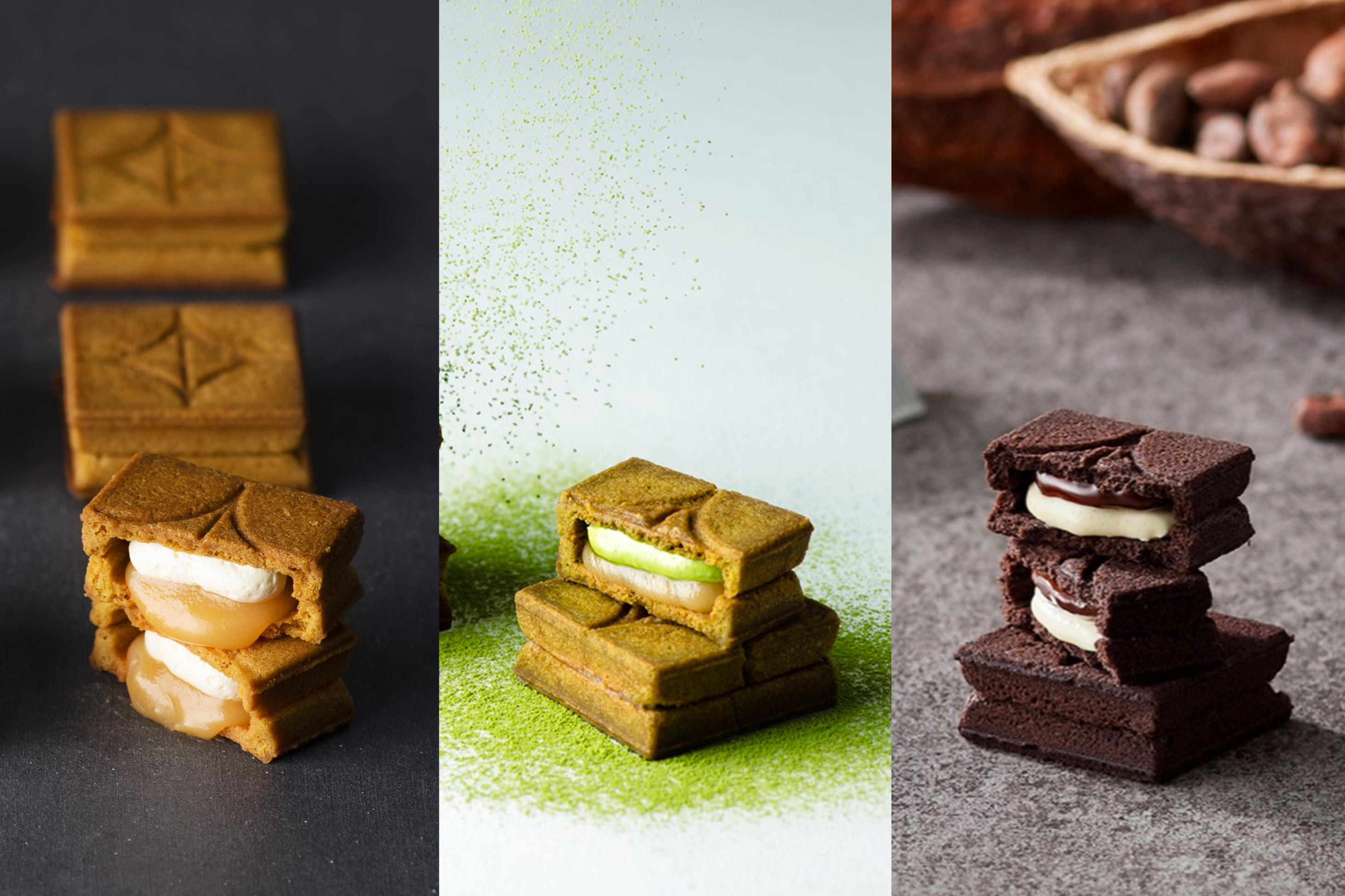 Original, Uji Matcha, and Chocolate – each with its unique double-layered filling.