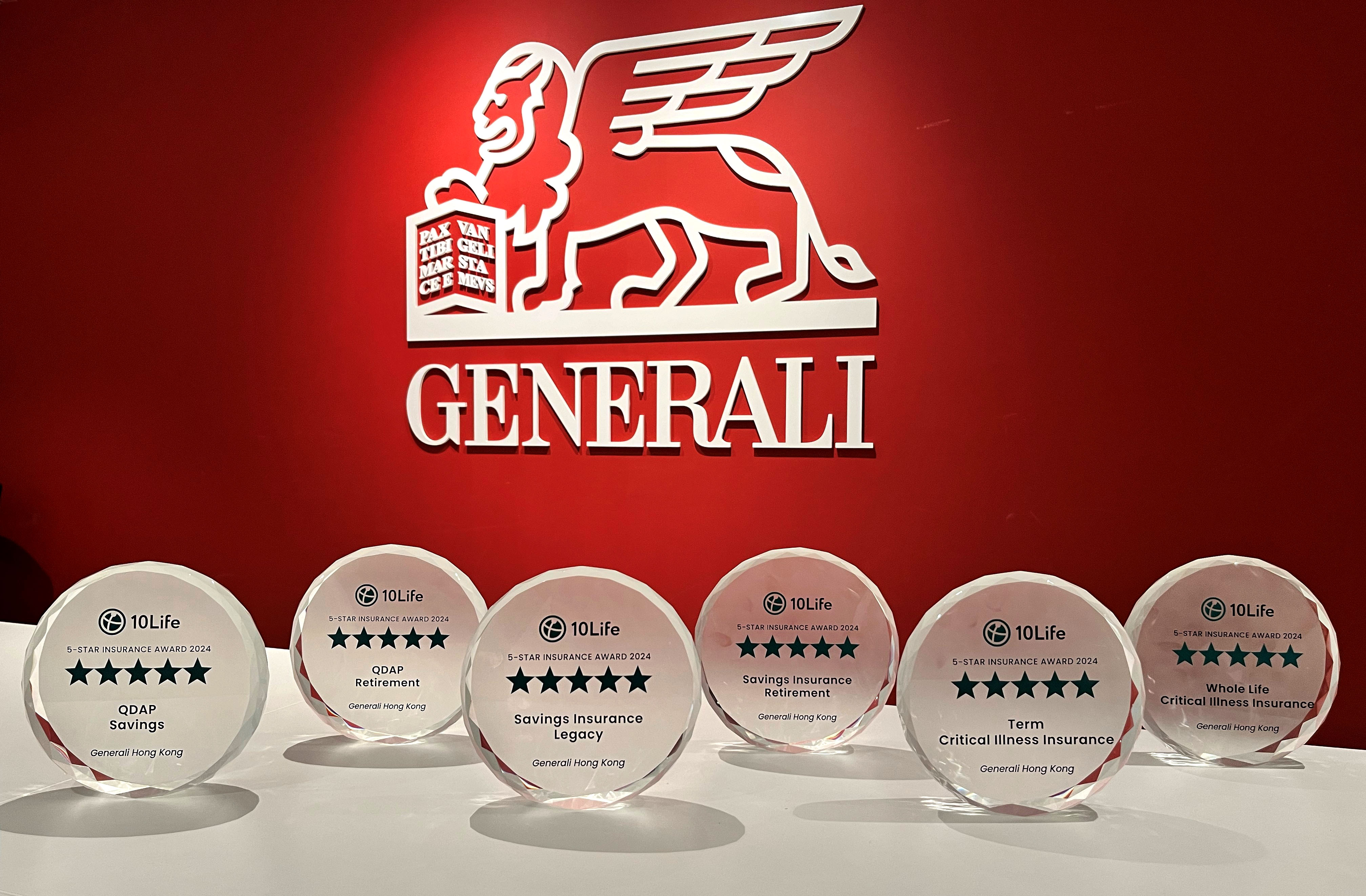 Generali Hong Kong has won six accolades at the 10Life 5-Star Insurance Award 2024.