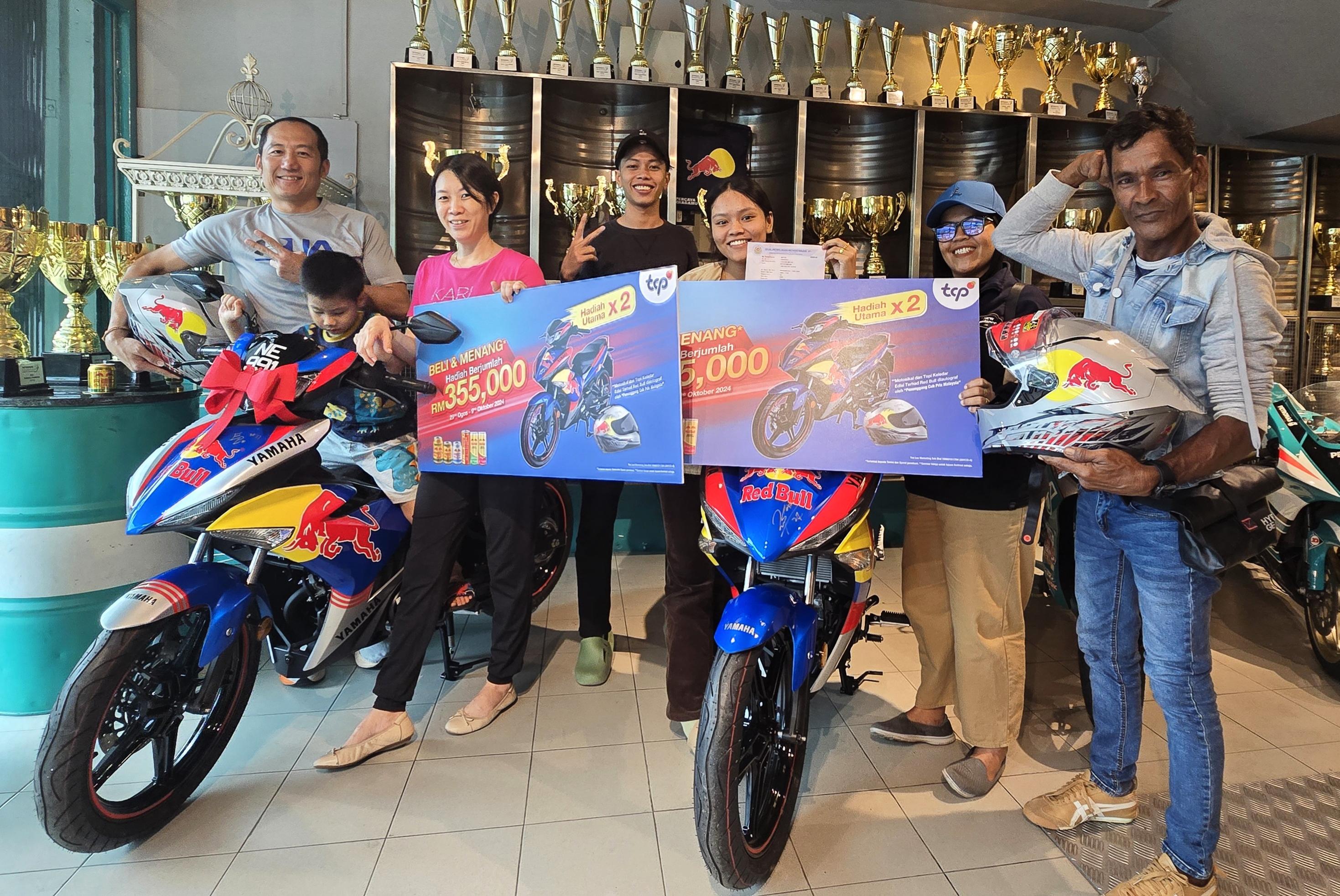 Red Bull awarded two individuals from its recent month-long social media contest with the grand prize of a limited-edition Yamaha Y15ZR motorcycle and helmet.