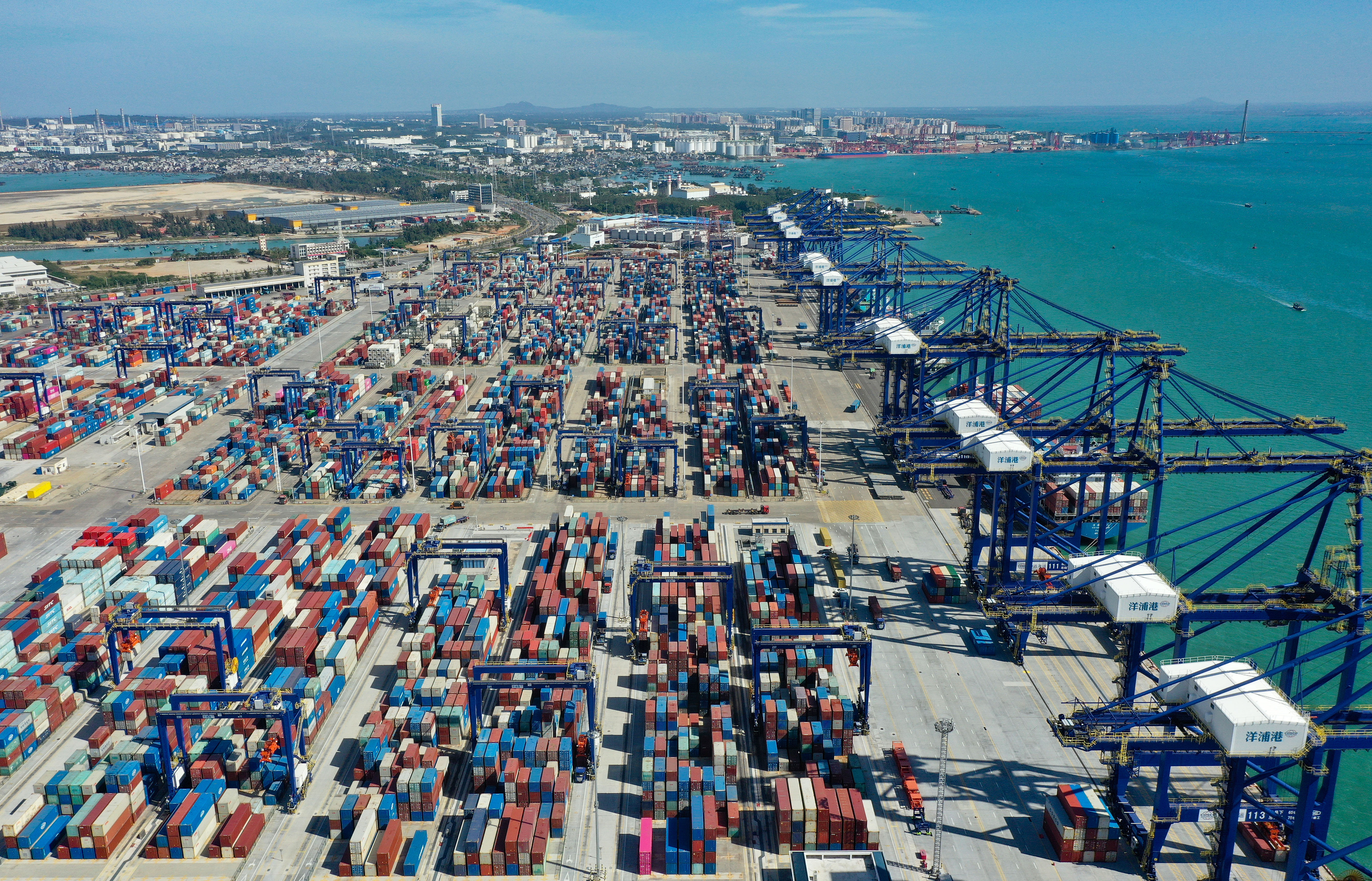 Yangpu Port, the largest cargo port in the Hainan FTP.