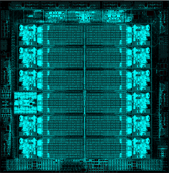 A CAD layout of IBM's dual-architecture processor chip, designed with Arm.