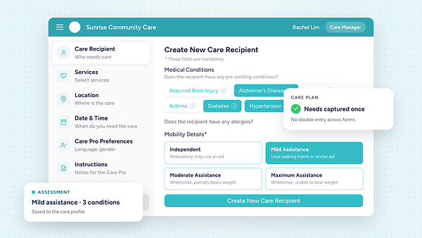 Screenshot of Esteem AI’s client intake interface.  PHOTO: HOMAGE